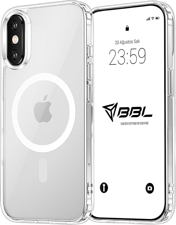 Babilden iPhone X/XS İçin Kılıf Kamera Korumalı Magsafe İle Uyumlu Kablosuz Şarj Özellikli Şeffaf Telefon Kılıfı