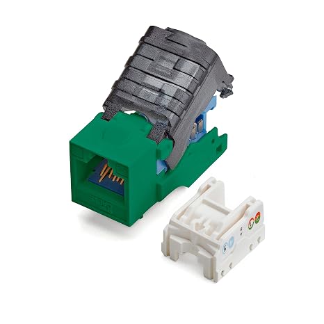 TRUE CABLE Cat5e Toolless Keystone Jack, Unshielded (UTP), PoE++ (4PPoE) 100W, UL Listed, ETL Verified, ANSI/TIA Certified, Modular RJ45 Female, Green, 2 Pack