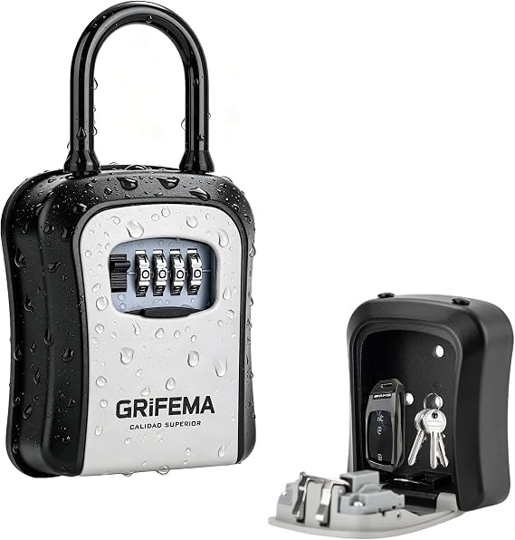 GRIFEMA GA1003-2 Schlüsselsafe Schlosskasten Schlüsselschränke mit Haken für Zuhause Büro Grau