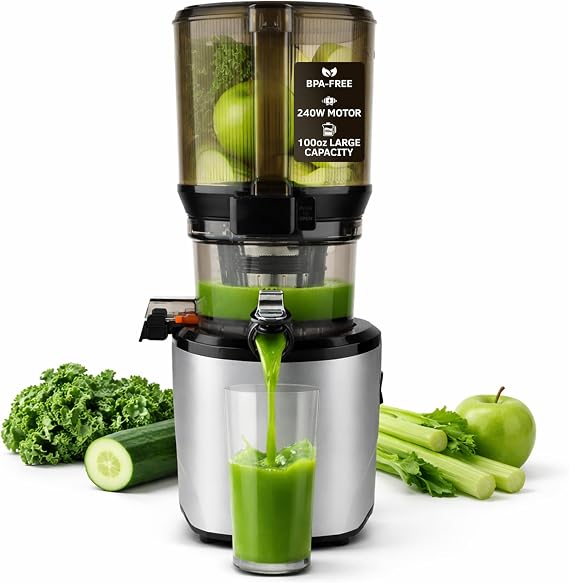 Kuvings AUTO10 Cold Press Juicer Machine, Hands-Free, 100 oz, Silver