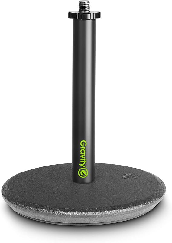 Gravity Microphone Stand MS T 01 B Tabletop Microphone Stand with Round Base for Desktop Recording and Podcasting, black