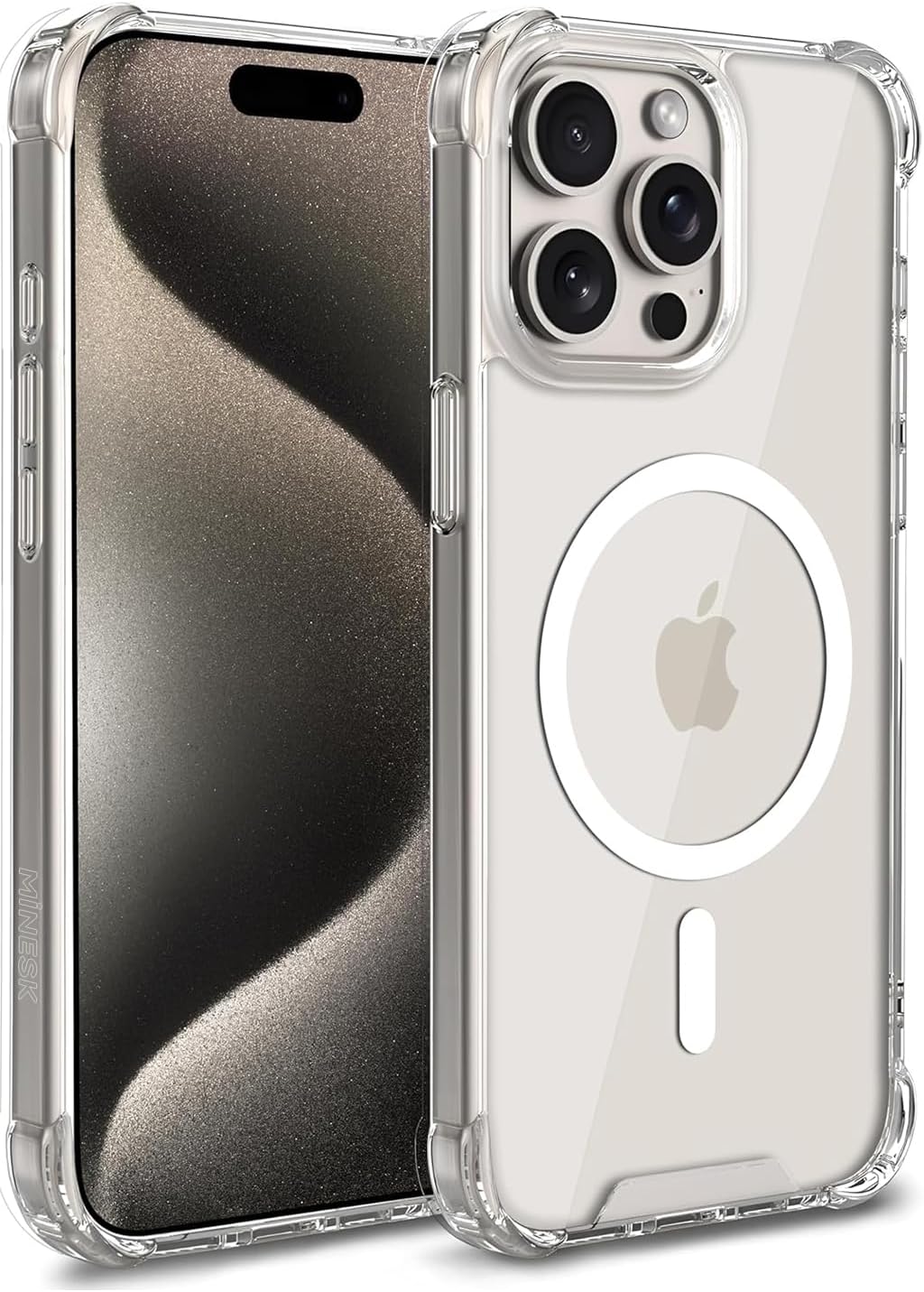 Clear Hybrid Case with Corner Protection Compatible with MagShield Series MagSafe for Minesk iPhone 15 Pro Ultra Strong Magnetic Circle and Crystal Clear Material Premium Quality Case 15 Pro