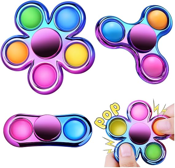 Pop Fidget Spinner Sensory Fidget Toys Adults Kids 4-8-12 with Autism ADHD, Bulk Gifts for Kids Anxiety Toys Stress Relief Boy Gifts Party Favors Classroom Prizes