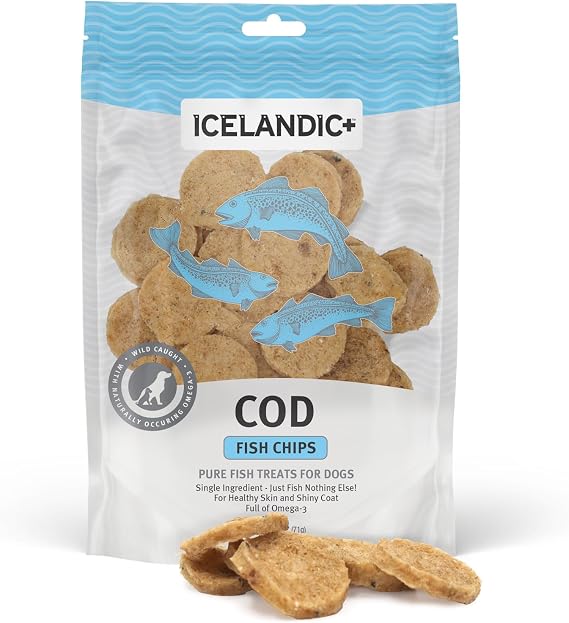 Icelandic+ Cod Fish Chips - 2.5 oz Bag, Wild-Caught Air-Dried Dog Treats