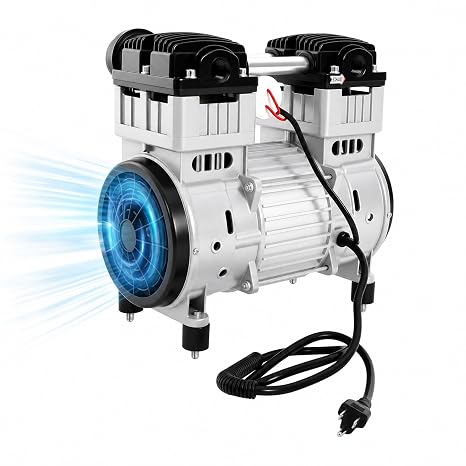Oil-Free Vacuum Pump, 110V 1100W 7CFM Oilless Diaphragm Silent Air Pump Air Compressor Head Small Air Pump Head Motor