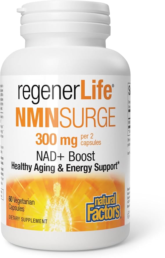 Natural Factors Regenerlife NMN NAD+ Boost, 300MG, 60 Vegetarian Capsules