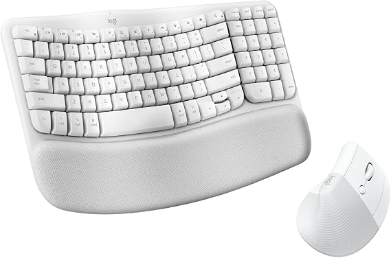 Logitech Wave Keys for Mac + Lift Vertical Mouse for Mac, Wireless Ergonomic Keyboard and Mouse Combo, Cushioned Palm Rest, Bluetooth, Optimized for macOS/iPadOS/MacBook/iMac/iPad - Off White