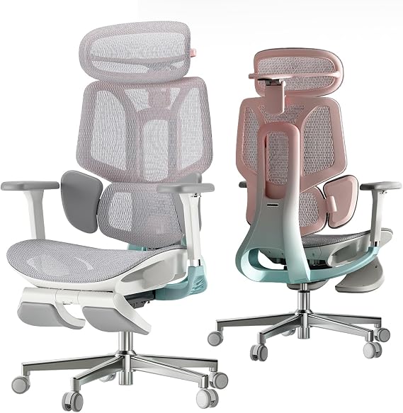 Hbada E3 Pro Ergonomic Office Chair with Dynamic Lumbar Support, 4D Adjustable Headrest for Home Office Chair, 6D Adjustable Armrests Desk Chair, Swivel Big and Tall Computer Chair, Pink