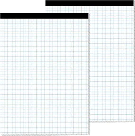 Graph Paper A4 Pad, 2 Pack 4x4 Quad Ruled Lined Pads, 30 Sheets Each