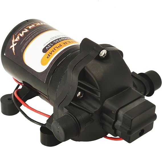 PowerMax 12V RV Water Pump 3.2 GPM 45-60 PSI with Strainer and Fittings