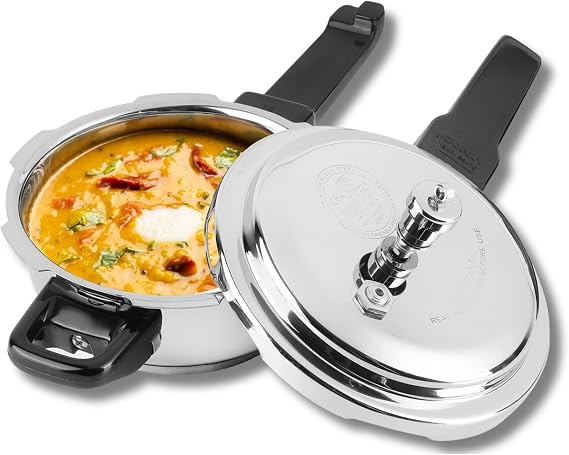 Vinod P-Jum Splendid Stainless Steel Sandwich Bottom Pressure Pan, 5 Liter, Jumbo