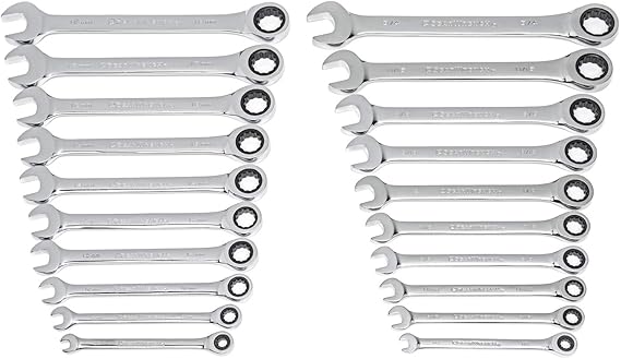 GEARWRENCH 20 Piece SAE/MM Ratcheting Combination Wrench Set| 35720A-02