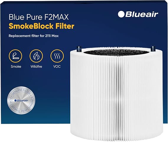BLUEAIR Blue Pure 211i Max Series SmokeBlock Genuine Replacement Filter, Extra Carbon Captures 99.99% of Wildfire Smoke, fits Blue Pure 211I Max Air Purifier