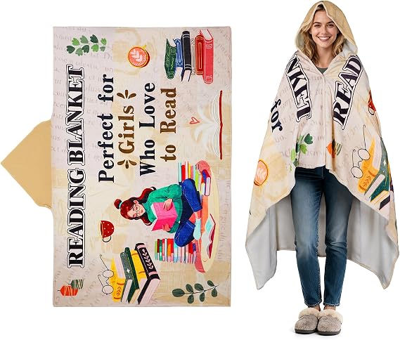 ANPHSIN Book Lovers Gifts for Women Readers - 47" x 73" Flannel Thick Warm Wearable Blanket