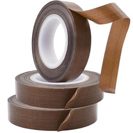 3roll PTFE Teflon Tape for Vacuum Sealer Machines, Heat Resistant Adhesive Sealer Tape 1/2" x 33 ft, Replacement Tape for Impulse Sealers Compatible with FoodSaver, Seal-A-Meal & Weston (3 Rolls)