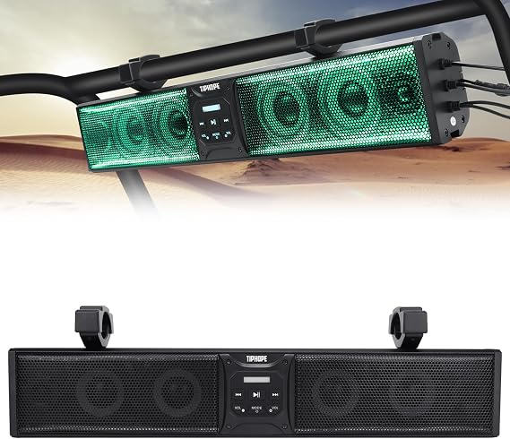 27.5 Inch UTV Sound Bar w/6 Speaker,ATV SoundBar Bluetooth with RGB Lighting,Music Sync Waterproof Golf Car Sound Bar with Back Light for ATV UTV Golf Cart w/1-2 Roll Bar-