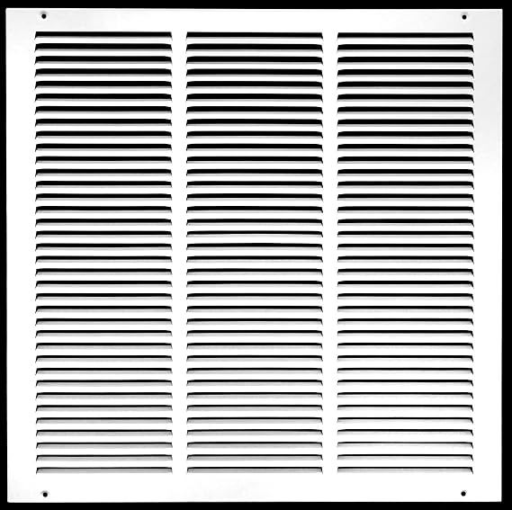 HVAC Premium 18" x 18" [Duct Opening] Flat Stamped Steel Return Air Grille - Sidewall and Ceiling - HVAC Vent Duct Cover - White Outer Dimensions: 19.75w X 19.75"h]