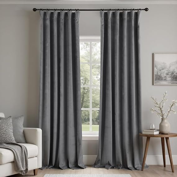 KOUFALL Back Tab Velvet Curtains