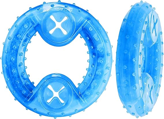 Pet Dog Chew Toy Arctic Freeze Fetch Food Cooling Ring Teether For Puppy Cat Pet (Blue)