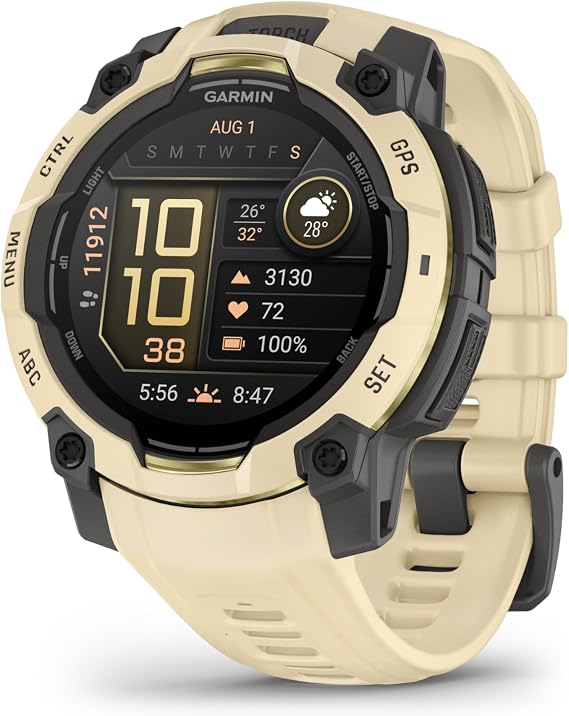 Garmin Instinct 3 45 mm, AMOLED Display, Rugged Outdoor GPS Smartwatch, Built-in Flashlight, Alpine Rush Collection Limited Edition Color, Citrine with Citrine Band