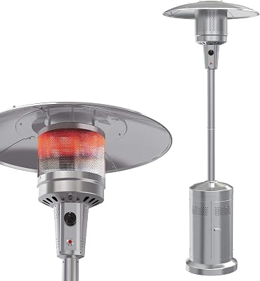 Gas Patio Heater with Wheels,48,000 BTU of outdoor heaters for patio propane for Commercial and Household Use,Stainless Steel Outdoor Propane Heater,with CSA Certified for Garden 200 sq ft
