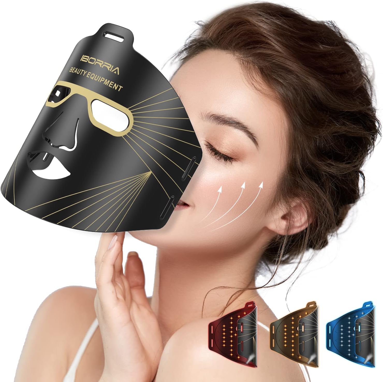 Red Light Therapy for Face, Led Face Mask Light Therapy, Infrared Red Light Therapy Mask, Advanced Anti-Aging Wrinkle Acne Removal Skin Care Device for All Skin Types at Home Black
