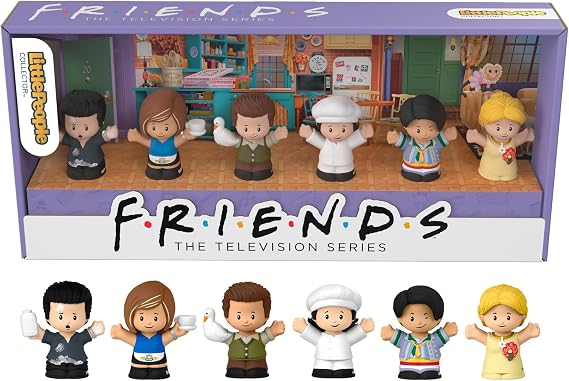 FISHER-PRICE Little People Collector Friends The TV Series - 6 Main Characters in Attractive Packaging with Well-known Places and Pictures from the Show for Fans from 13 Years HPH05