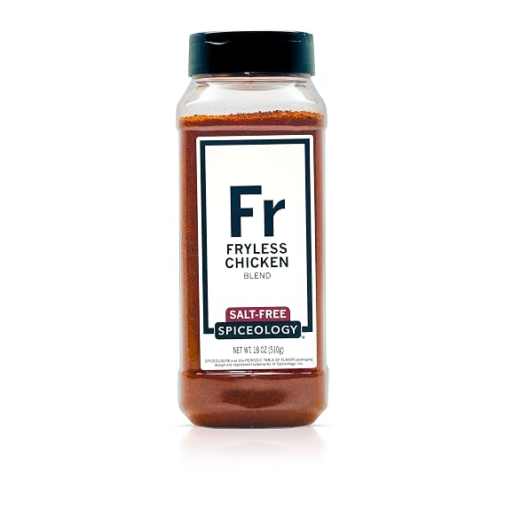 Spiceology Fryless Chicken Salt-Free Seasoning Bold Blend of Garlic, Mustard Seed, Celery Seed & Paprika Perfect for Chicken, Seafood, Vegetables & More 18 oz