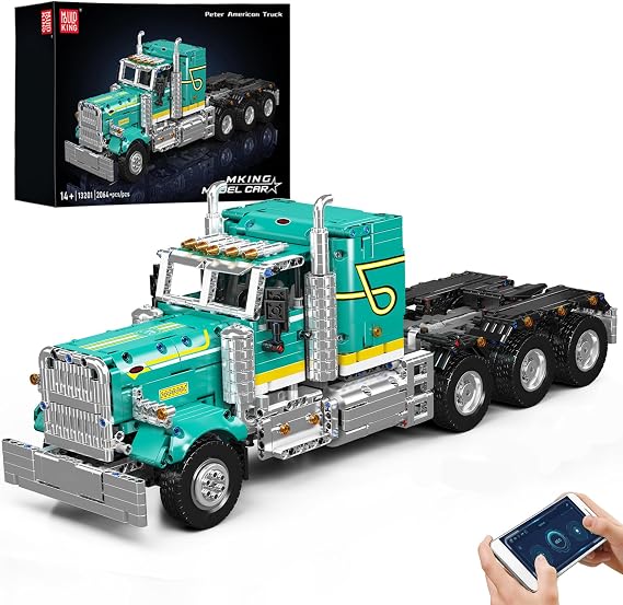 Mould King 13201 Semi Truck Building Set, Flatbed Truck Toy with 3 Motors, Collectible Car Model to Build and Display, Buildable Gifts for Adult (2064 Pieces)