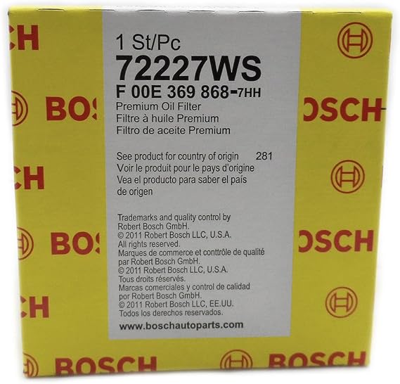 BOSCH 72227WS Workshop Engine Oil Filter - Compatible with Select Ford E-150, E-250, E-350, Expedition, Explorer, F-150, F-250, F-350, Mustang, Ranger; Land Rover LR3; Lincoln; Mazda; Mercury + More