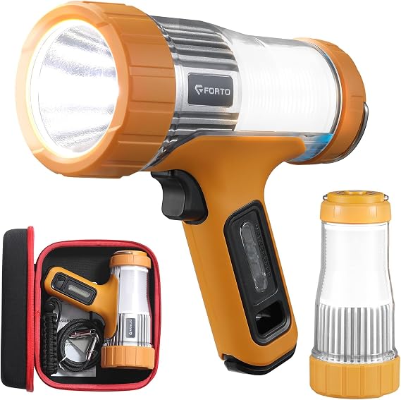 FORTO 2-in-1 Rechargeable Spotlight & Camping Lantern