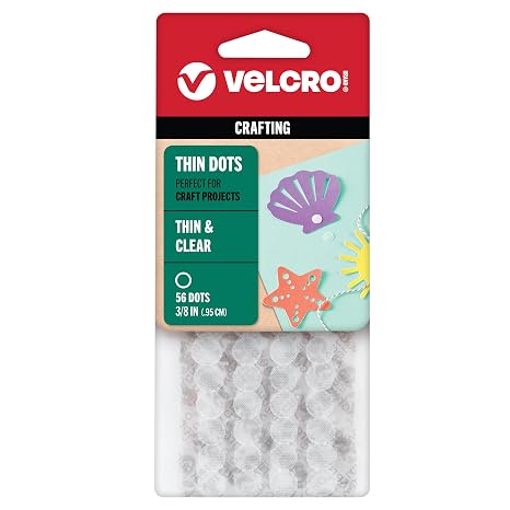 VELCRO Brand Thin Clear Fasteners, 3/8 in Adhesive Circles, 56 Count