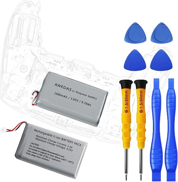 (2-Pack LIP1708 Replacement Battery Upgraded 2680 mAh for PS5 Controller LIP1708 Battery for Sony PlayStation 5 PS5 CFI-1015A CFI-1015B CF1-1115A