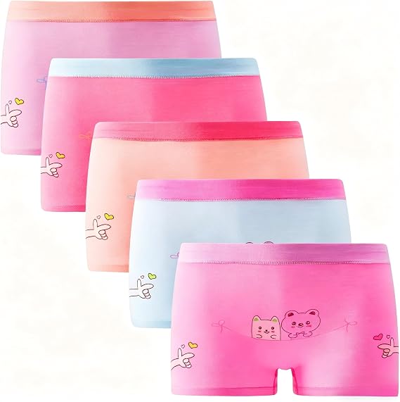 Girls Cotton Underwear Soft Boy Shorts Kids Boxer Briefs Panties(Pack of 5)