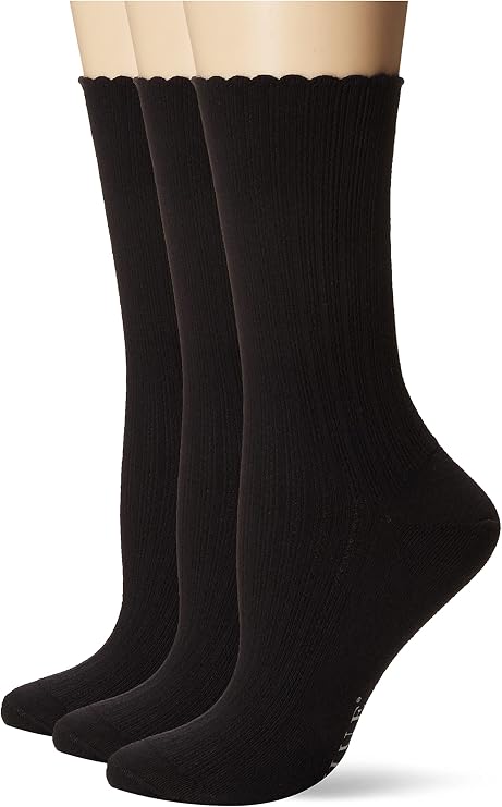 HUE Womens Scalloped Pointelle Crew Sock