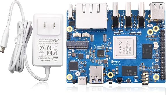 Orange Pi 5 Plus 8GB LPDDR4/4x Rockchip RK3588 8-core 64-bit Single Board Computer with eMMC Socket, Development Board Run Orange Pi/Ubuntu/Debian/Android 12 OS 8GB+Power