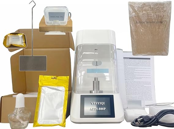 Automatic Liquid Surface Tensiometer Liquid Interfacial Tensiometer with Range 0 to 1000mN/m Accuracy 0.1mN/m Pt Board Method Test 4.3 inch Touch Screen Display ASTM D-971