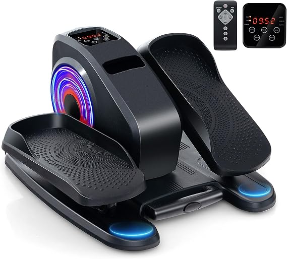 COSTWAY Under Desk Elliptical Machine, Mini Elliptical Cross Trainer with LCD/LED Display Screen, Portable Seated Leg Pedal Exerciser for Teens Seniors Adults
