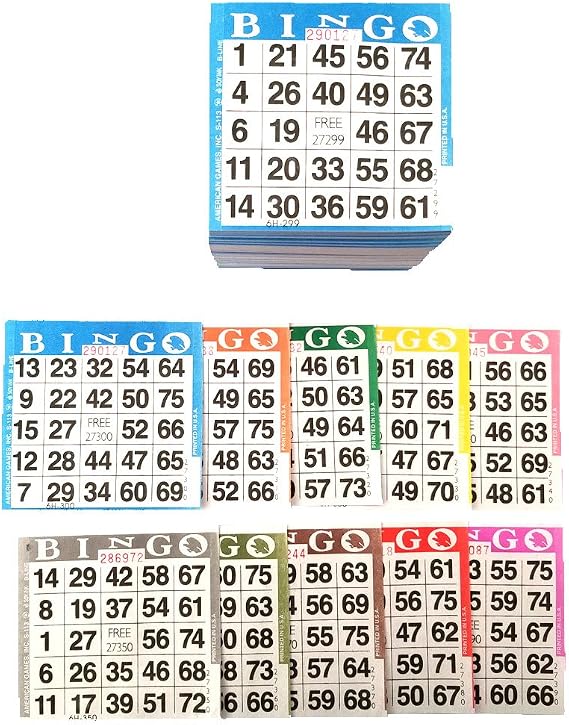 Bingo Paper Game Cards - 1 card - 10 sheets - 100 books of 10 sheets