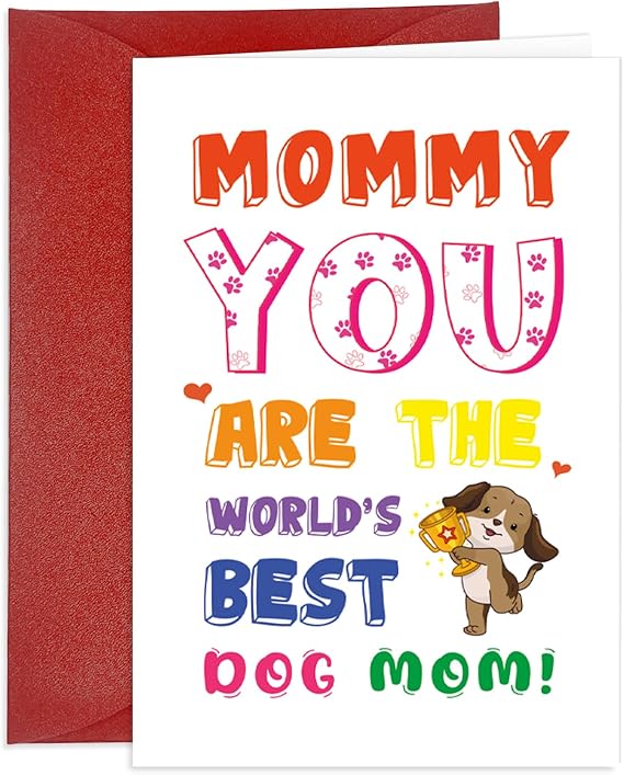 HENYINSHEN Best Dog Mom Card Mother's Day Card From Dog for Mom Happy Mothers Day Greeting Cards with Envelope Best Dog Mommy