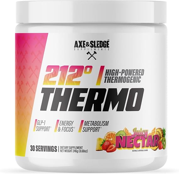 Axe & Sledge 212o Thermo Weight Management Powder | 200mg Caffeine | Energy, Focus, Appetite Control | Advanced Metabolism Booster | Men & Women | 30 Servings, Juicy Nectar