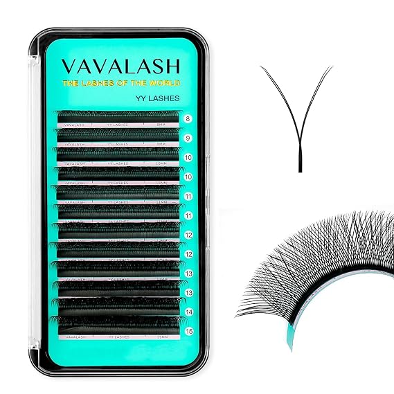 VAVALASH Y Lash Extensions C Curl 0.05mm 8-15mm Mix Tray Easy Premade Volume 4D Fans Eyelash Extension YY Type Natural Volume Lashes Extension Soft Matte Black Lashes (YY-0.05-C-8-15mm)