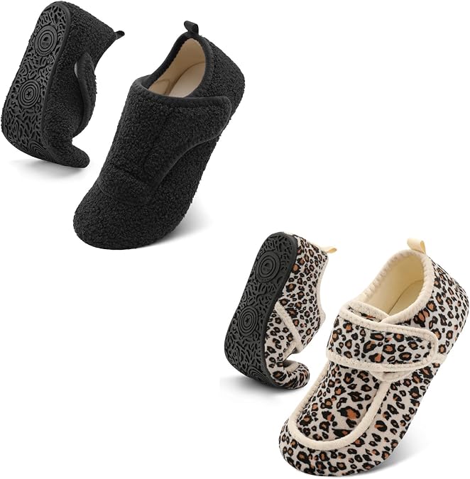 BARERUN Slippers for Women Men Wide House Diabetic Arthritis Shoes Indoor Washable Socks Non Slip Bedroom Adjustable Sandal