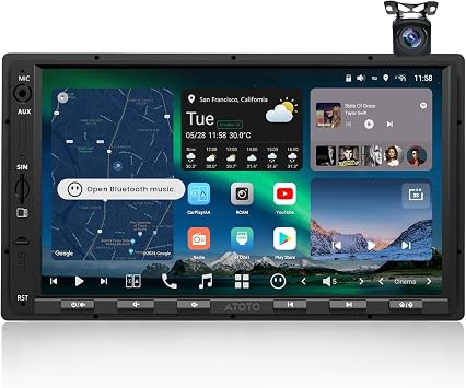 ATOTOZONE X10 7" Double-DIN Android Car Stereo, 8G+128G in-Dash Nav, Backup Cam w Recording, AI Agent & AI Vision, Re-Mote LiveView, 4G LTE, 7.1.2-Ch Audio, HDMI in, Wireless CarPlay/Android Auto