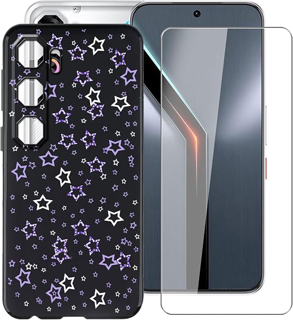 Phone Case for Nubia Neo 5 GT (6.80"), with [1 X Tempered Glass Screen Protector], Ultra-Thin Soft Silicone Skin, Black Shockproof Bumper Cover for Nubia Neo 5 GT - Xinghai