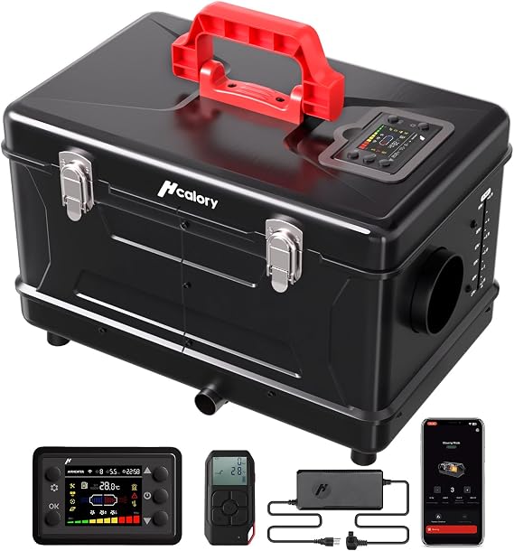 8KW Diesel Heater, All in One 5L Toolbox Compact 2S Plus Diesel Air Heater 110/12/24V with App Control, Wireless Temperature Sensing and Altitude Mode for RV Garage Camper 2025 Upgraded Black