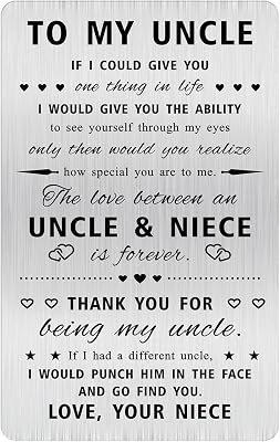 Alotozo Uncle Wallet Card - Christmas Gifts from Niece to Uncles - Uncle Niece Gift, Credit Card Size Keepsake
