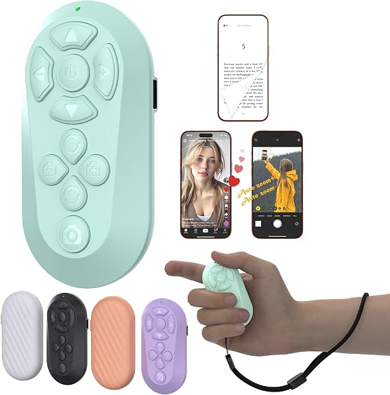 Wireless Remote Controller for iOS/Android Bluetooth Remote Control for TikTok Scrolling/Camera/Video Recording/Kindle App (Eggshell Blue)