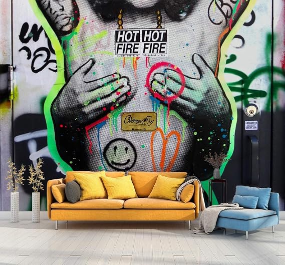 SIGNFORD Wall Mural Colorful Graffiti Removable Wall Sticker for Bedroom Living Room - 66x96 inches