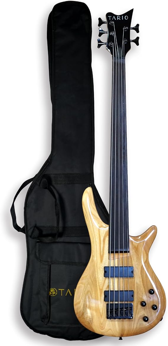TARIO Fretless 5 String Electric Bass Bolt_On Maple Neck,basswood Body